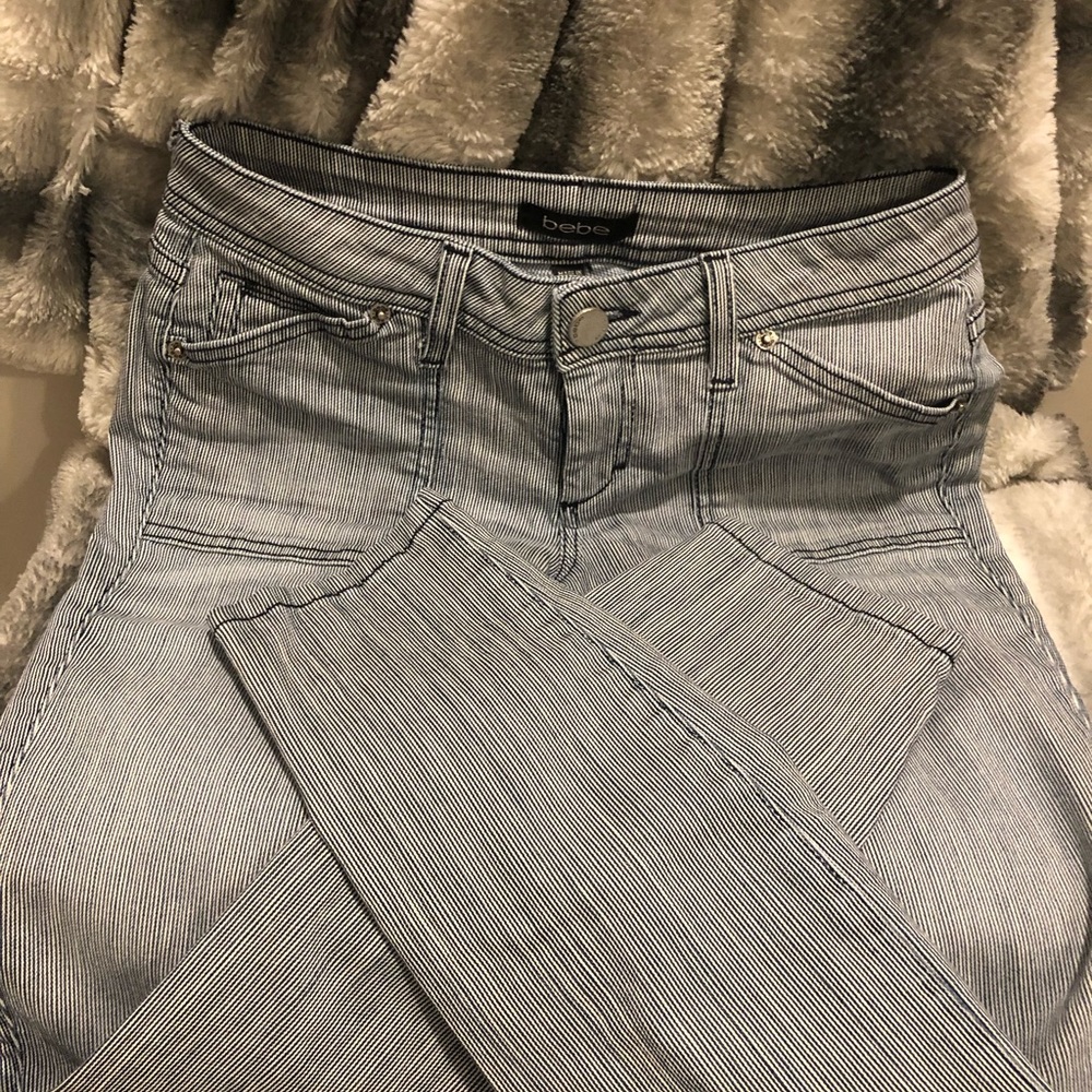 Bebe pin striped jeans.